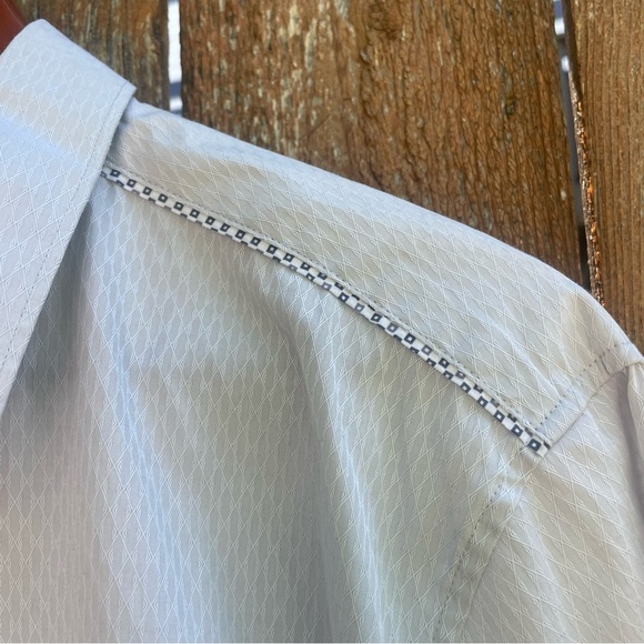 7 Diamond Men’s White Grey Western Detailed Long Sleeve Button Down Size Large - Picture 4 of 12